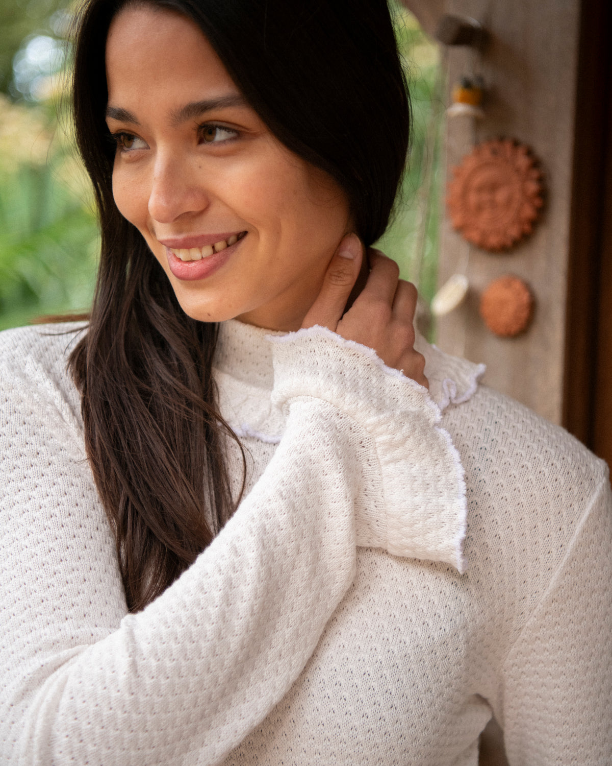 detail manche et col body alexia finition propre couture maille