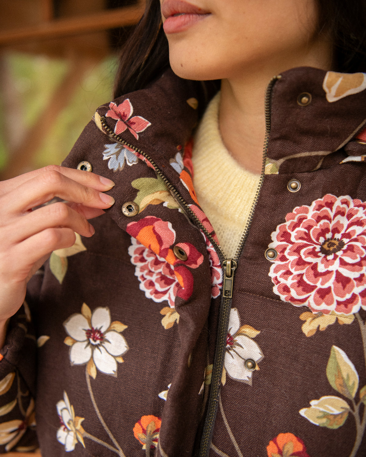 detail doudoune coline fermeture zip et pressions finition propre patron couture veste