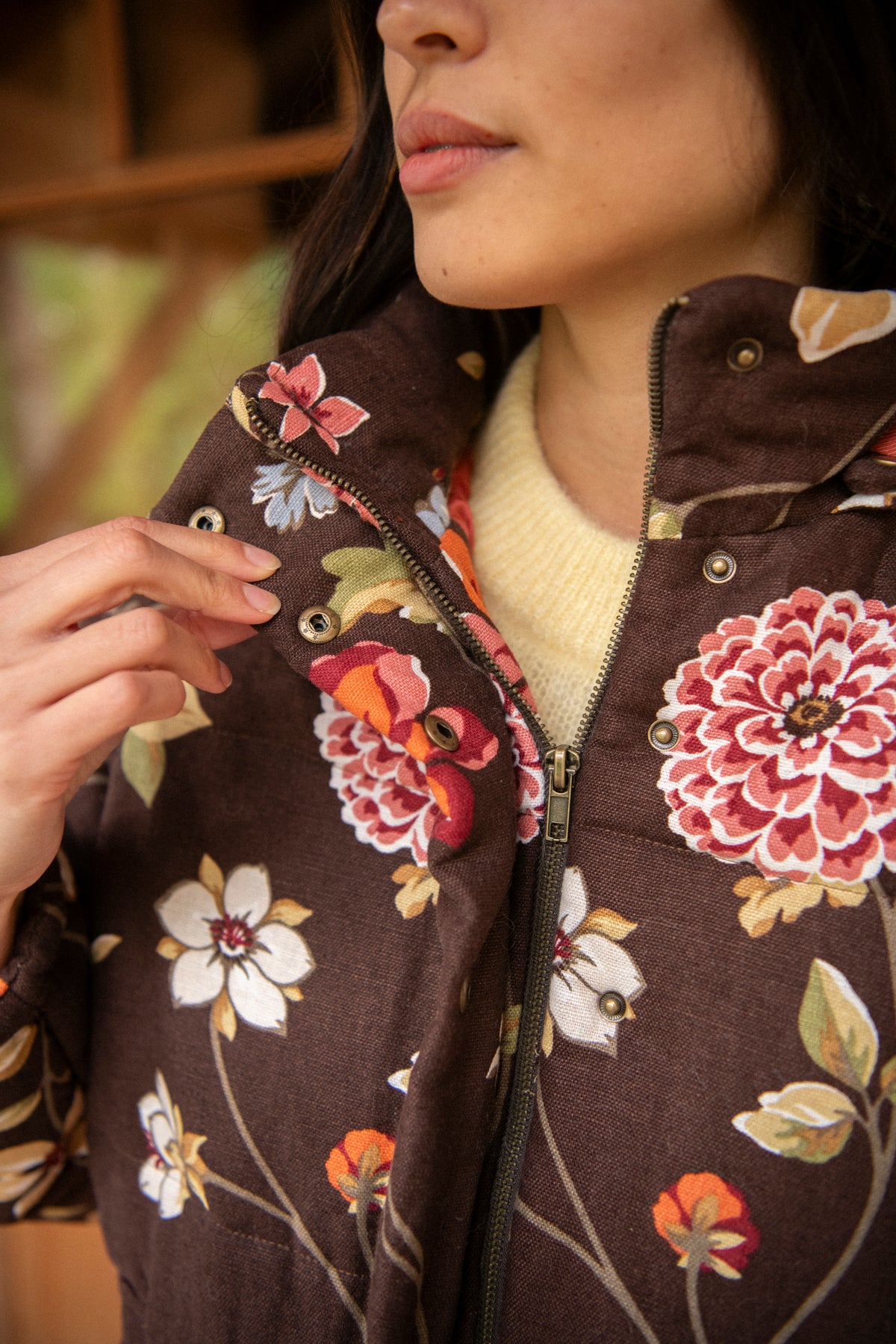 detail doudoune coline fermeture zip et pressions finition propre patron couture veste
