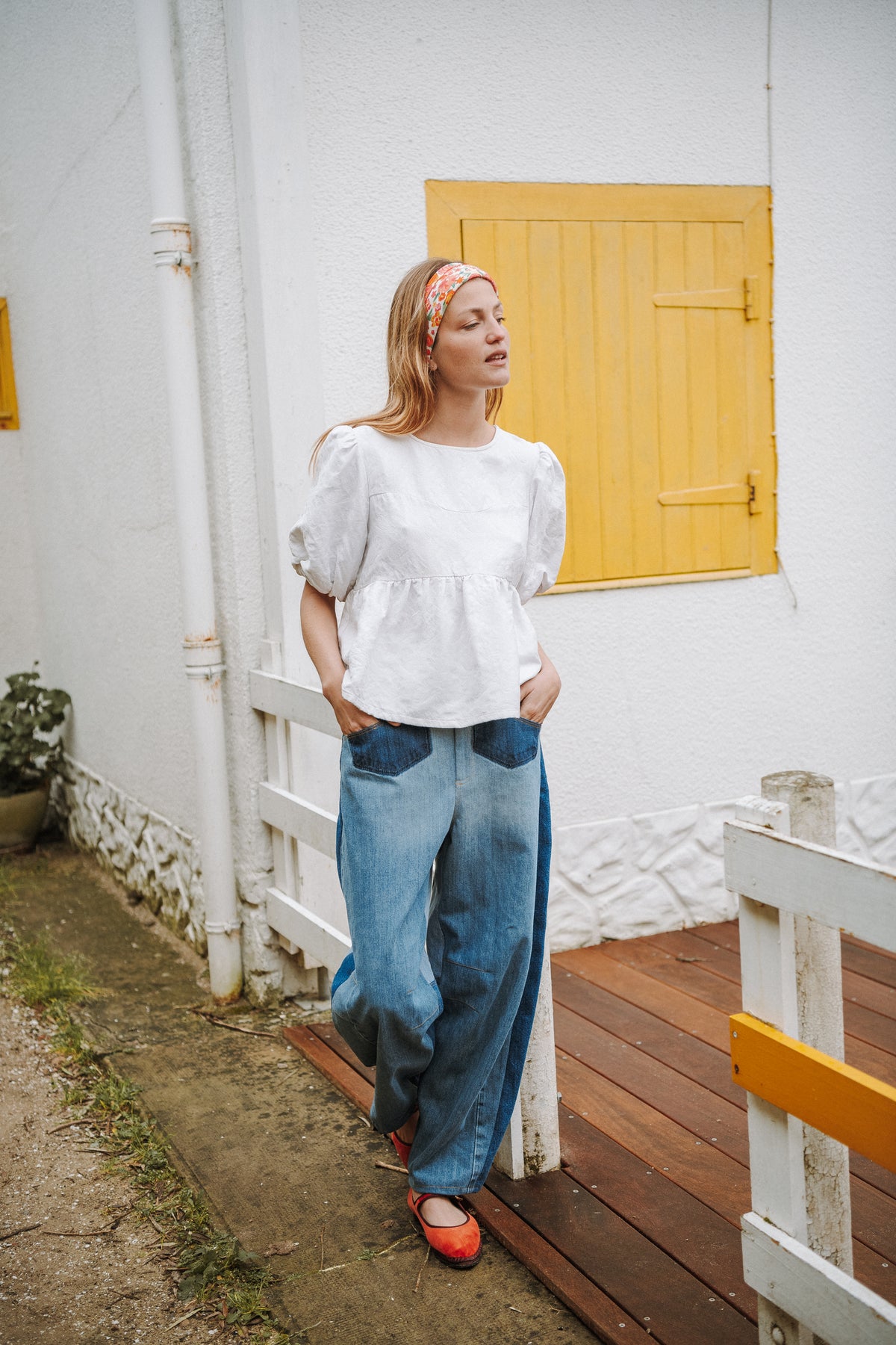patron pantalon femme coupe barrel version jean upcycle jambes larges et volume structure