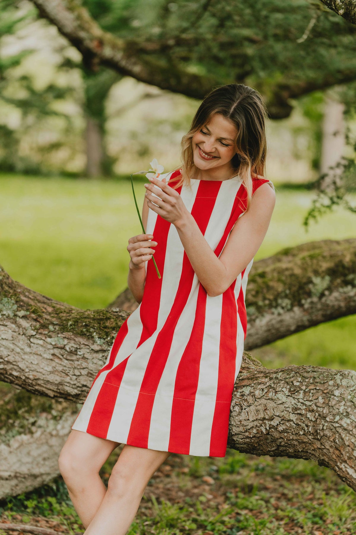 robe droite rayures rouge et blanc patron couture femme ete look retro