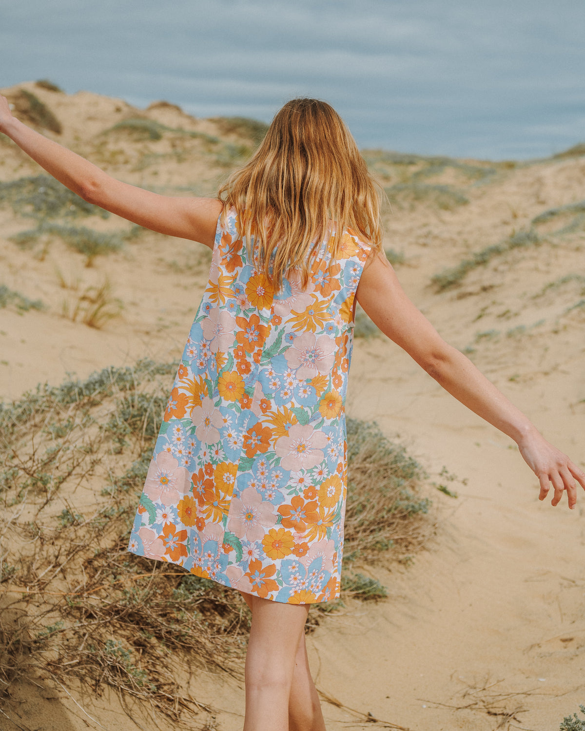 robe trapeze femme fleurs vue dos tenue ete cousue main