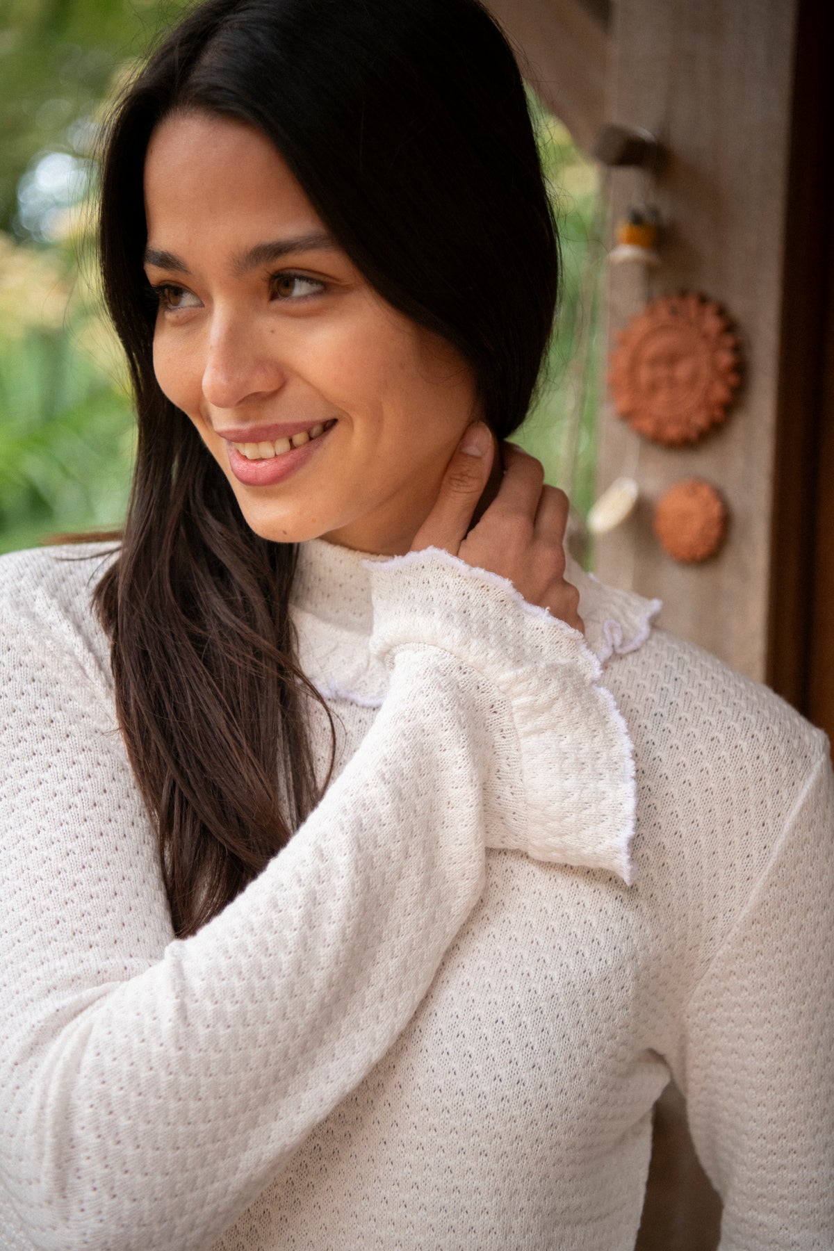 detail manche et col body alexia finition propre couture maille