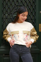 Sweat Simone fleuri vert en coton de Maéli Paris.